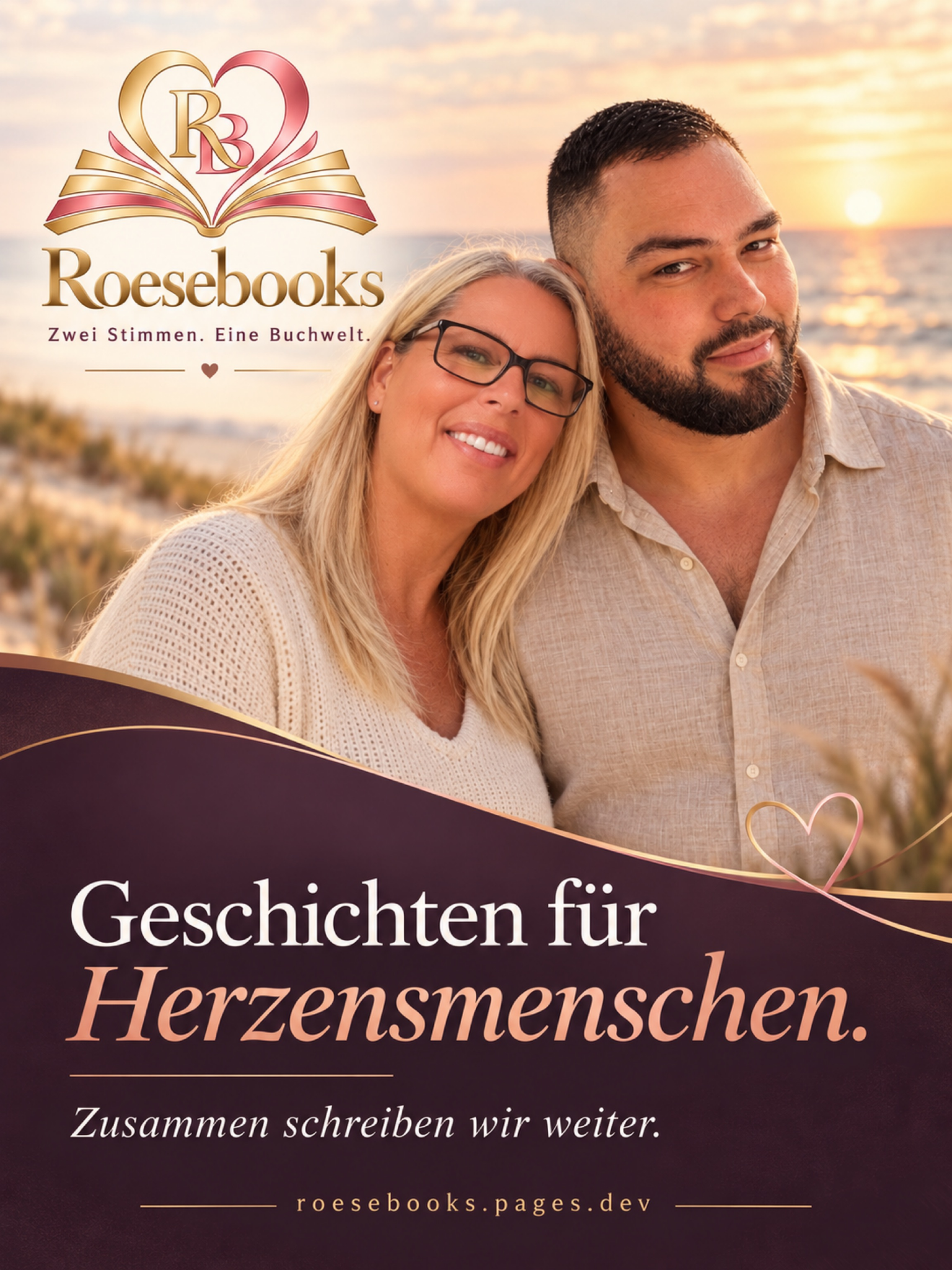 Mona und Sebastian Röse gemeinsam am Meer im warmen Abendlicht