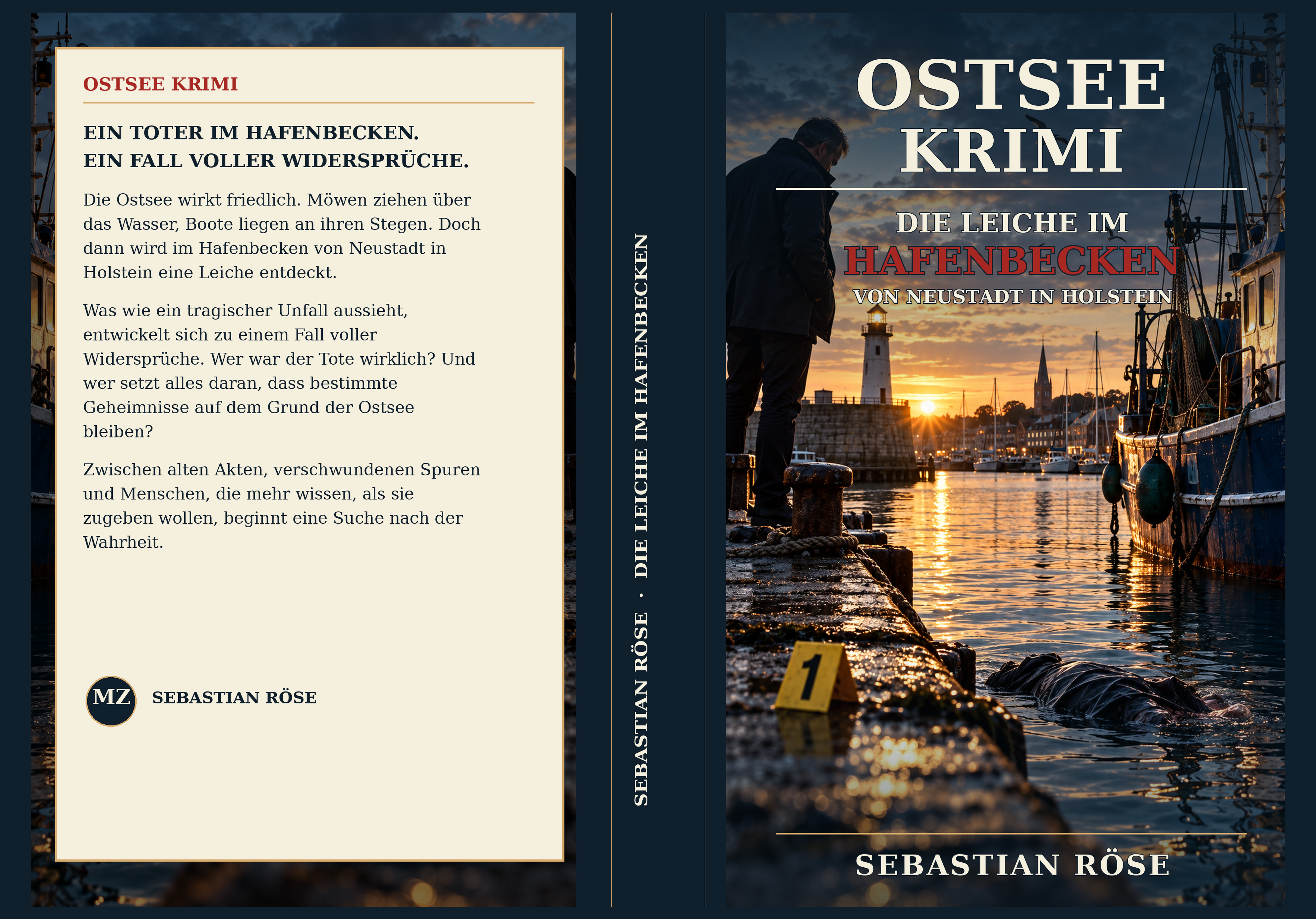 Vordercover des Ostsee-Krimis Die Leiche im Hafenbecken von Sebastian Röse